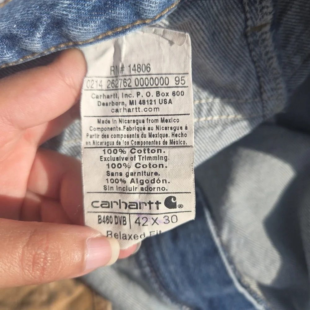 Carhartt Relaxed Fit Blue Denim Jeans Mens 42x30 Workwear B480 DVB Mexico
